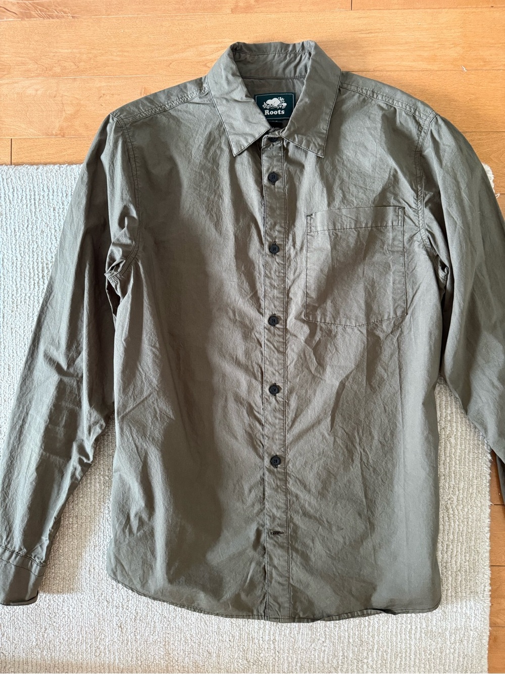 Roots Men's Olive Button-Down Shirt